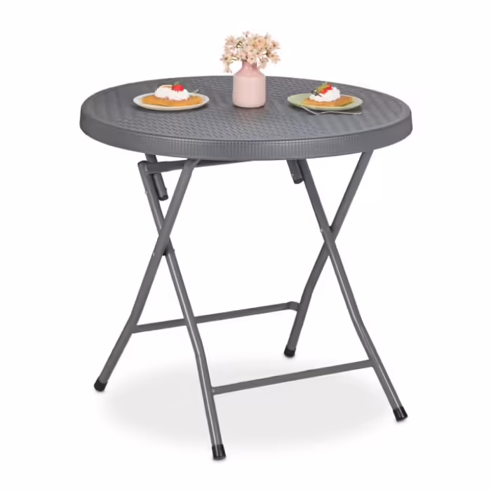 Relaxdays Folding Garden Table with Rattan Look