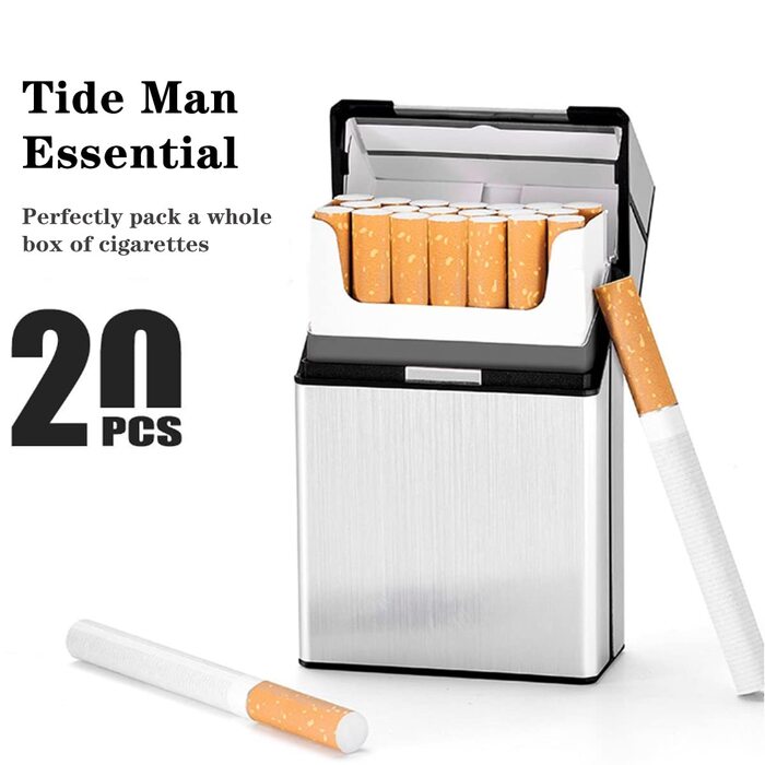 Металеве тютюнопакувальник LiRiQi на 20 сигарет з магнітним замком (сірий, чорний, срібний)