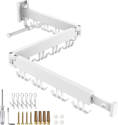 Сушарка для білизни Honeyhouse настінна розкладна, чорна, з кріпленням та тримачами для шкарпеток