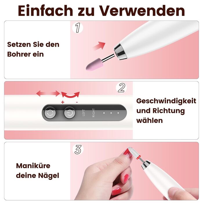 Електричний фрезер для нігтів DOCOCO з USB-C, для гелю та акрилу, манікюрний набір