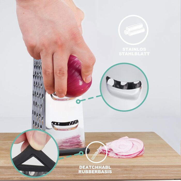 Тёрка для овощей из нержавеющей стали с деревянной ручкой, 4-сторонняя квадратная тёрка для кухни