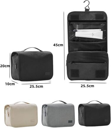 Чоловіча та жіноча косметичка-органайзер для туалетних речей - велика сумка для косметики з петлею для підвішування - бежева (чорний)