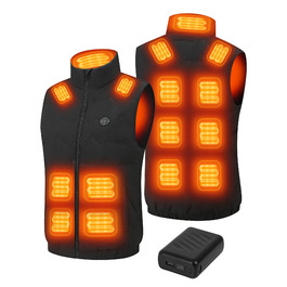 Обогреваемая жилетка Gokozy для мужчин с Powerbank 20000 mAh, 15 зон обігріву, для катання на велосипеді, риболовлі, лижного спорту, чорного кольору