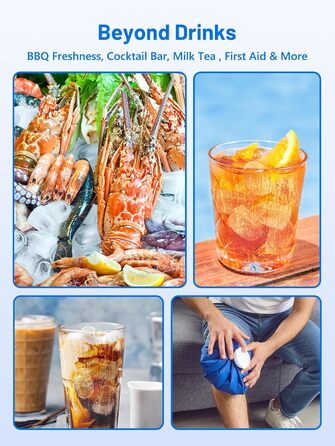 Машина для приготування льоду VINATO, компактна, 9 кубиків за 6-8 хвилин, портативна, продуктивність 12 кг/24 год, тиха робота, з лопаткою та кошиком для кухні, офісу, бару та вечірки, срібна