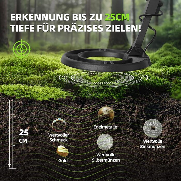 Металдетектор GreenRex Profi: водонепроникний, для дорослих та дітей, з LCD-дисплеєм, для пошуку золота та інших металів. Підходить для пляжу, під водою та в саду. DSP-чіп.