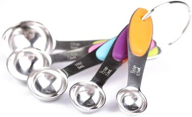 Набір мірних ложок Xingxinrong з нержавіючої сталі (5 ложок) з силіконовою ручкою, з гравіюванням шкали (US та міжнародна)