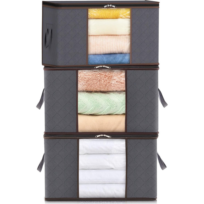 Органайзер для зберігання Lifewit 5L - коробка для білизни під ліжко, сірий, з прозорим вікном