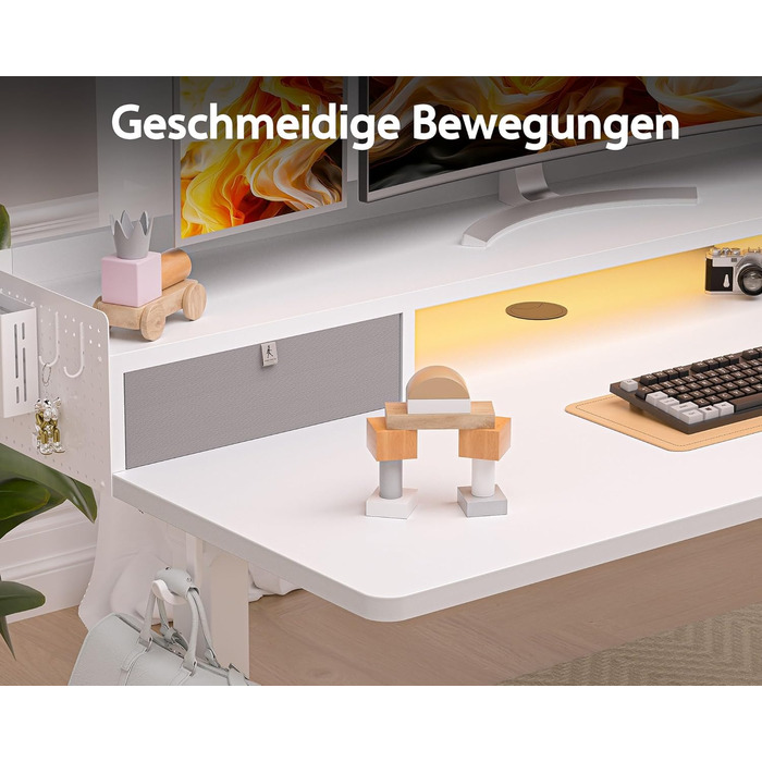 Electric Standing Desk with Drawers - 120x60cm Adjustable Height Desk for Home Office & DIY Pegboard