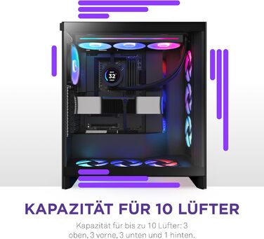 Корпус NZXT H7 Flow | Mid-Tower ATX з покращеною вентиляцією | Чорний | Підтримка 3 x 120 мм вентиляторів для охолодження GPU