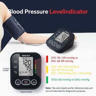 Автоматичний тонометр на плече Sinocare, велика манжета, для дому