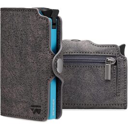 BEWMER Преміум картхолдер для кредитних карток | Смарт-портмоне для жінок та чоловіків з RFID захистом від копіювання | Шкіряне картхолдер-гаманець сірого кольору