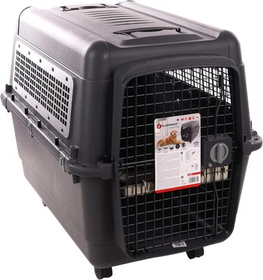 Клітка-переноска для собак Flamingo Lanta XL (60x92x69 см), темно-сірий колір | Безпечна, практична та комфортна