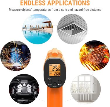 Інфрачервоний термометр ThermoPro TP30 -50°C ~ 550°C, вимірювання температури, лазерний, MAX/MIN/AVG, для клімату, авто, підлоги, °C/°F