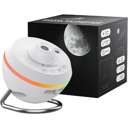 Star Projector, Planetarium Star Projector, Starlight Night Light Lamp with Light Strips, Meteor Galaxy Star Projector for Kids Adults Bedroom Christmas Gift (White)