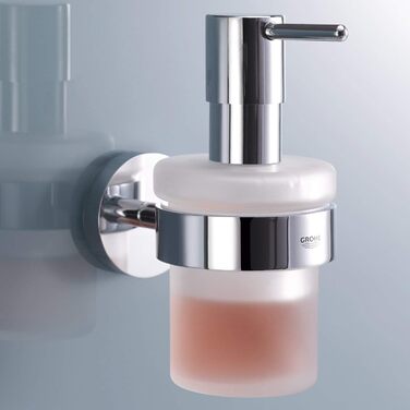 GROHE Essentials Soap Dispenser (with holder, concealed fixing, easy to clean, durable), chrome, 40448001, 15