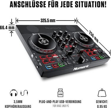 DJ контролер Numark Party Mix Live з колонками, світловим шоу, 2 деками та мікшером (Serato DJ Lite)