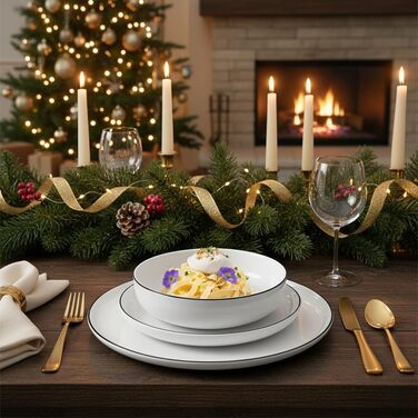 SÄNGER Marlo Black Rim: 30-ти елементний сервіз для 6 осіб (посуд) | PREMIUM COLLECTION