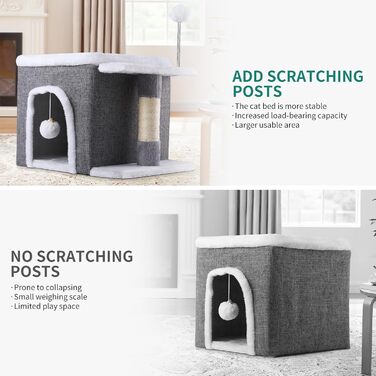 Кіт Будинок YITAHOME для дому, складаний, 47 x 40 x 32 см, з когтеточкою та іграшкою, для середніх та великих котів