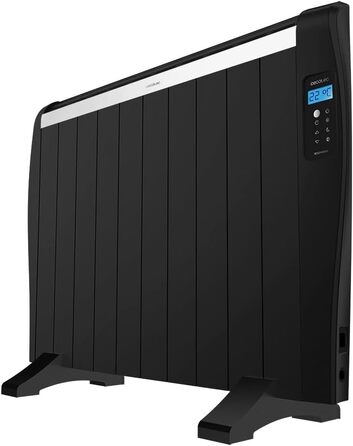 Cecotec ReadyWarm 2000 Thermal Black Flat Radiator with Remote Control. 10 heating ribs and 1500W, LCD display, programmable timer, temperature selection, 15 m² range and maximum safety with 10 elements in black.