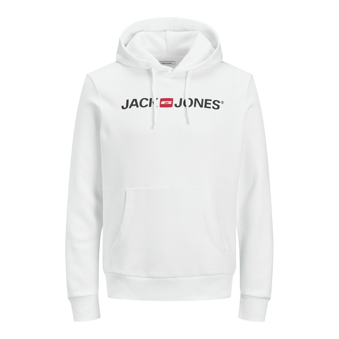 Чоловічий худі з капюшоном JACK & JONES з логотипом, білий, розмір M