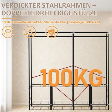 Wardrobe, Portable Shelf System, 20 Cube DIY Shelf System Wardrobe Open Plastic Wardrobe with Doors Wardrobe Cabinet White 180 x 142 x 37CM (With Fabric Cover 138x170x48cm)