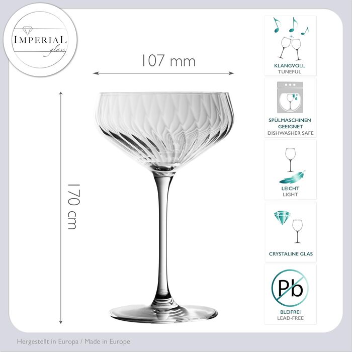 Набір келихів для білого вина 'London' 460 мл, 6 шт. з кристалічного скла. Келихи для Різлінг, коктейлі.