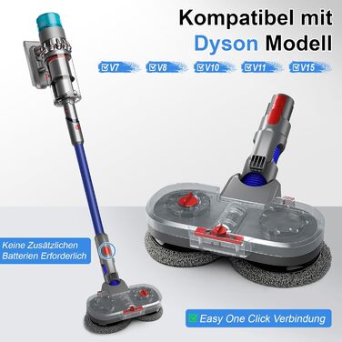 Насадка для пилососа Dyson V7/V8/V10/V11/V15 ZOBMIO з баком для води та миючими мітпами