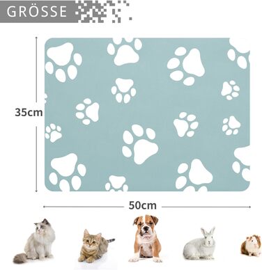 Підкладка під миску для котів JanYoo, 50x35 см, вологостійка, неслизька, сіра (4 шт.)