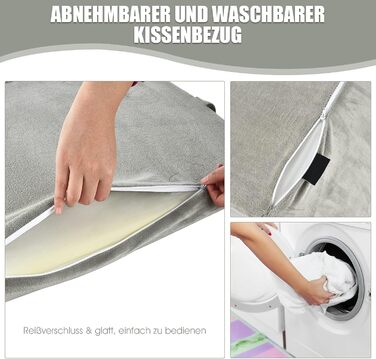 Підголовник GOPLUS для ліжка: подушка для читання, подушка для відпочинку, з піною з пам'яті, знімний чохол, подушка для ніг, подушка для спини, ергономічна з ручкою, подушка для вен, подушка для відпочинку для дивану/крісла, 54x32x50,5 см (Сірий)