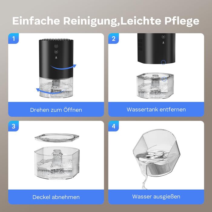 Електричний осушувач повітря GOAMGE 990 мл з LED-підсвіткою для дому, авто, спальні, шафи, ванної кімнати