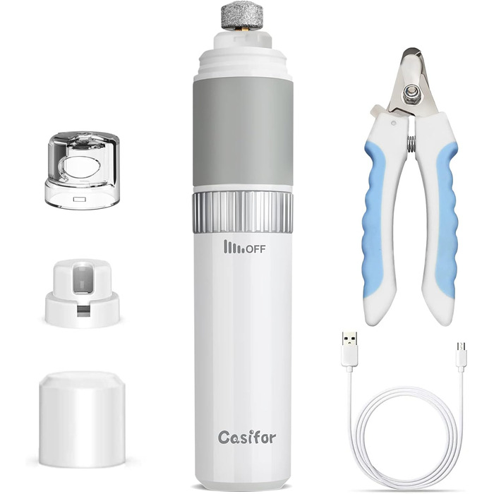 Шліфувальник для собак, шліфувальна машинка для кігтів 40 dB, тиха, для собак та котів, птахів (без світлодіодного підсвічування), білий