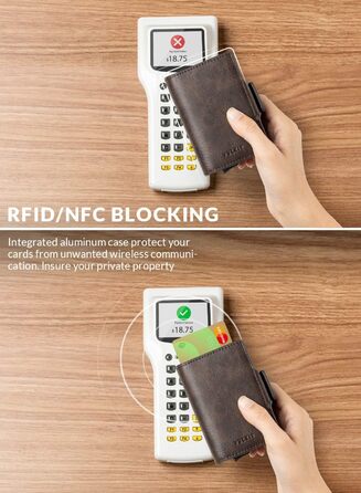 Чоловіче шкіряне картхолдер VULKIT з RFID захистом для карток та грошей (Espresso)