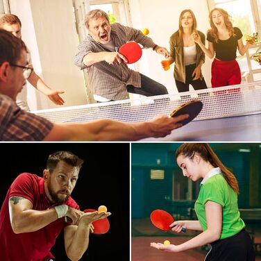 Набір для пінг-понгу JurciCat: 2 ракетки, 3 м'ячі, сумка. Підходить для гри в приміщенні та на вулиці. Довга ручка.