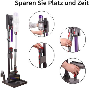 Підставка для пилососа Dyson V15, V12, V11, V10, V8, V7 – стабільна підставка з алюмінію, без свердління, сірий колір