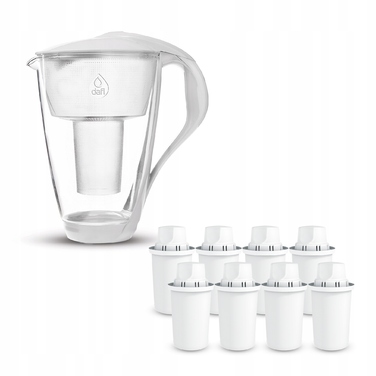 Скляний фільтр-кувшин Dafi CRYSTAL LED білий + 8 змінних картриджів Classic