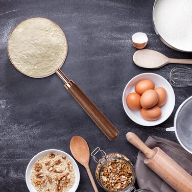 Набір мірних ложок мідних (4 шт.) з дерев'яною ручкою для кави, кухні, випічки 60/80/125/250 мл Akazie (Золото)