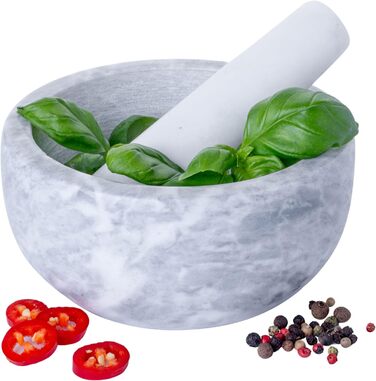 Набір для розмелювання Homiu: ступка та товкачок з натурального граніту, преміум-якість, великий діаметр 15.5 см