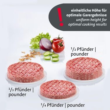 Прес для бургерів Westmark VARIO PLUS – прес для формування котлет, регульований розмір, ABS, Ø 11 см