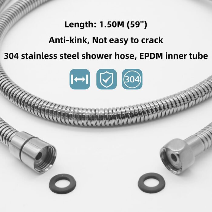 Delnet Classic High-Pressure Shower Head, Chrome, Traditional Telephone Style, Hand Shower and 1.5m Hose