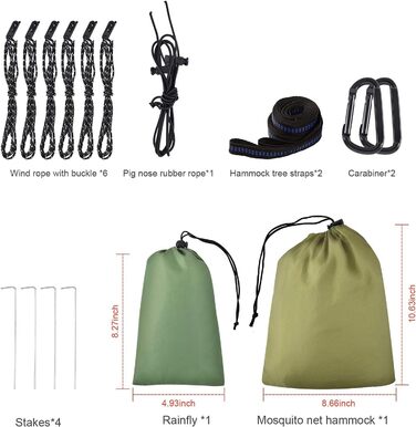 Гамак для кемпінгу з москітною сіткою та тентом-накидкою від дощу, ременями для кріплення до дерева, великий односпальний/двоспальний гамак, для туризму, хайкінгу, подорожей, відпочинку на природі, армійний камуфляж