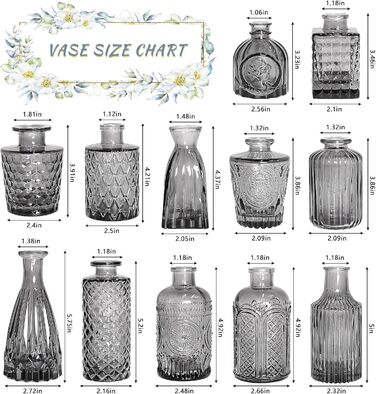 Набір ваз Knospenvasen (12 шт.), чорні вази для квітів, міні вази для декору столу, вінтажний стиль