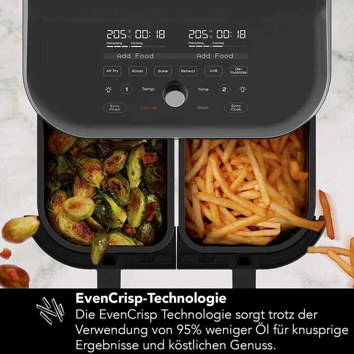 Мультифрітюрниця Instant Vortex Plus 5.7L з ClearCook, 6-в-1, Чорний, 1700W, Сталь з оглядовим вікном, 8L