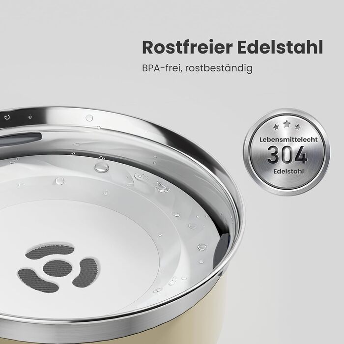 Миска для води для собак Garder Pet без облизування, нержавіюча сталь, проти протікання, запобігає ковтання, для великих собак, для використання в приміщенні та на вулиці, (2л, білий)