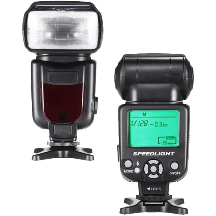 Цифровий спала́х Speedlite з LCD-дисплеєм, сумісний з камерами Nikon, Canon, Sony, Panasonic, Leica, Fujifilm, Pentax та Olympus