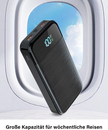 Портативний зарядний пристрій Power Bank 27000mAh з LED дисплеєм та 3 виходами, 2 входами, швидка зарядка 22,5W/PD20W, USB-C