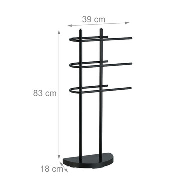 Relaxdays Black Towel Rack with 3 Bars