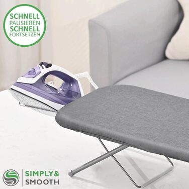Складане прасувальне щитове поле SimplySmooth з підставкою для праски - міні прасувальний столик 77x30 см. Зручний, з ручкою, гумовими ніжками та якісним покриттям