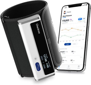 Тонометр на плече CheckMe Armfit Bluetooth з безкоштовним додатком, велика манжета (22-42 см), бездротовий, автоматичний, необмежений обсяг пам'яті