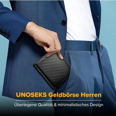 Чоловічий гаманець UNOSEKS: RFID захист, картхолдер, slim модель з відділенням для монет, на 1-6 карт (карбон, чорний)