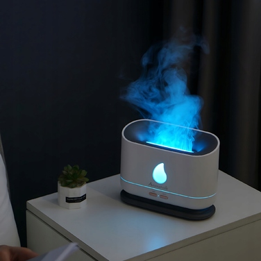 Ультразвуковий зволожувач повітря Aromaholik з ефектом вогню, без BPA, з таймером, LED-підсвіткою та USB-портом